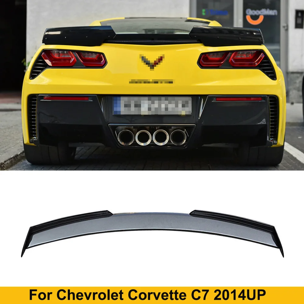 

For Chevrolet Corvette C7 Z06 Carbon Fiber Rear Spoiler Wings Apron Extension Lip Splitters Car Styling