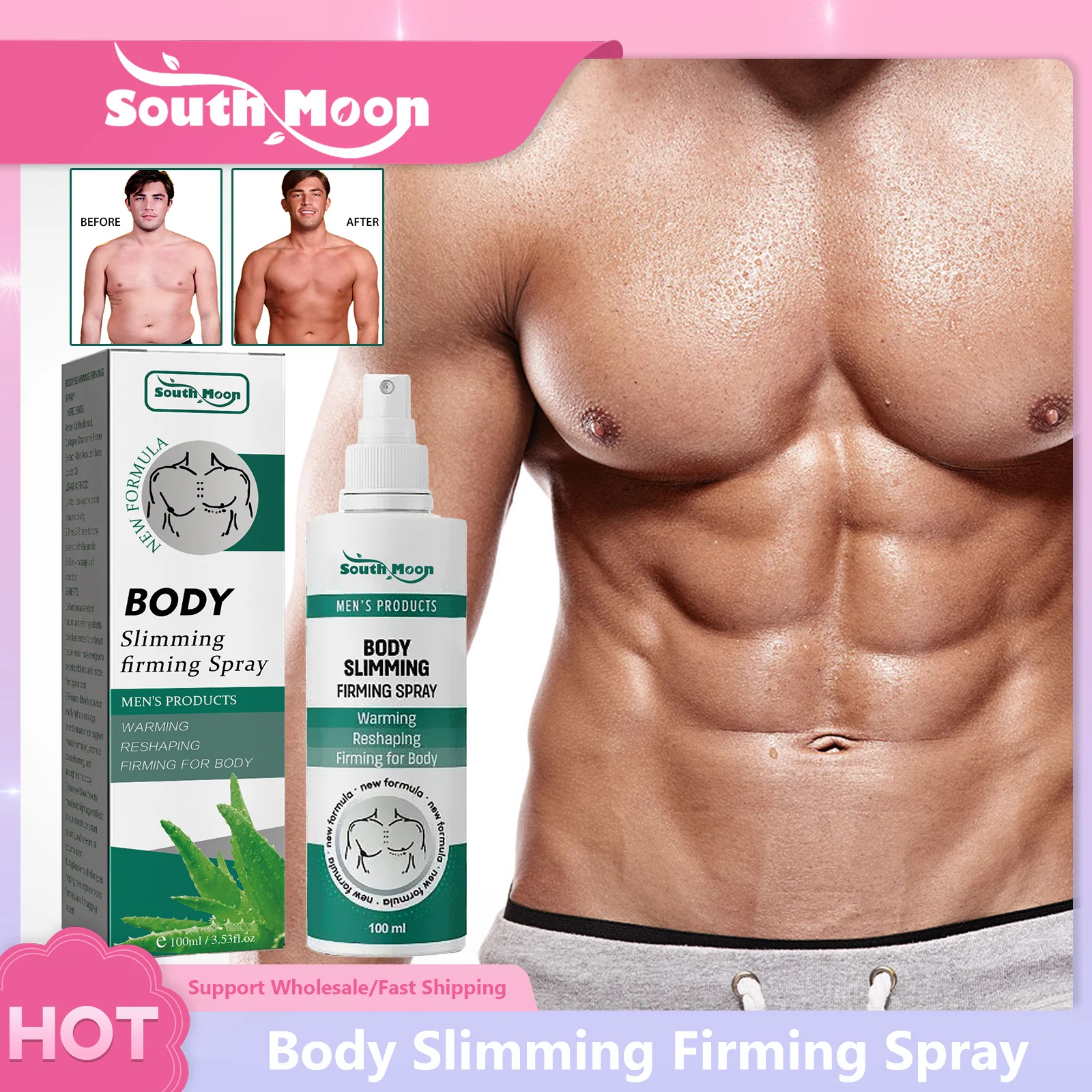

South Moon Body Slimming Firming Spray Fat Burning Weight Loss Anti Cellulite Massage Belly Strenghten Abdomen Tighten Product