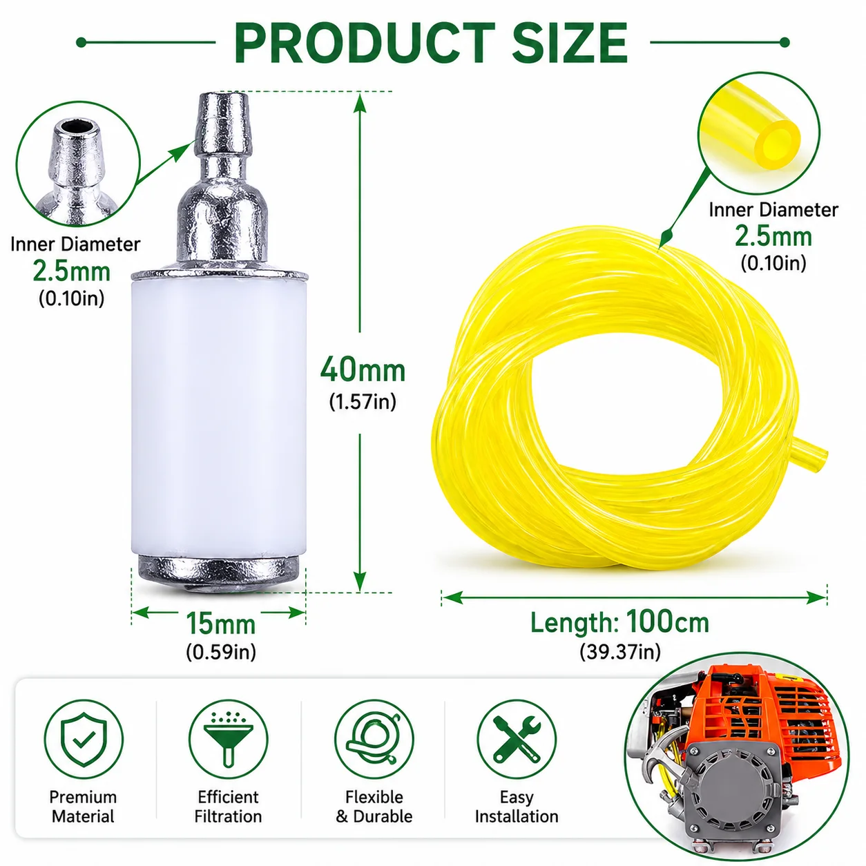 Комплект топливного шланга и фильтра Tygon 2Ft (6616, 6617) для триммеров Craftsman Poulan Weed Eater FX26SCE SST25CE, бензопил и воздуходувок (запчасти) (art.: 3920db0ee2520) - 3920db0ee2520