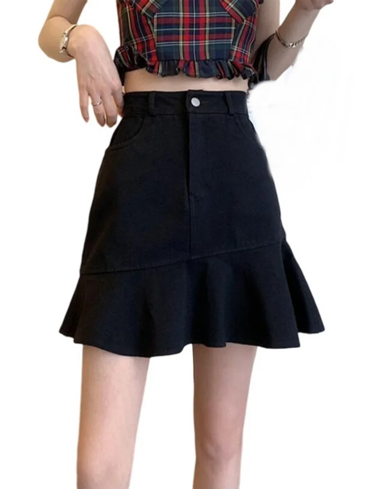 

Irregular A-Line Skirts Women's Summer Denim High Waist Slim Sexy Skirt Slim Culottes