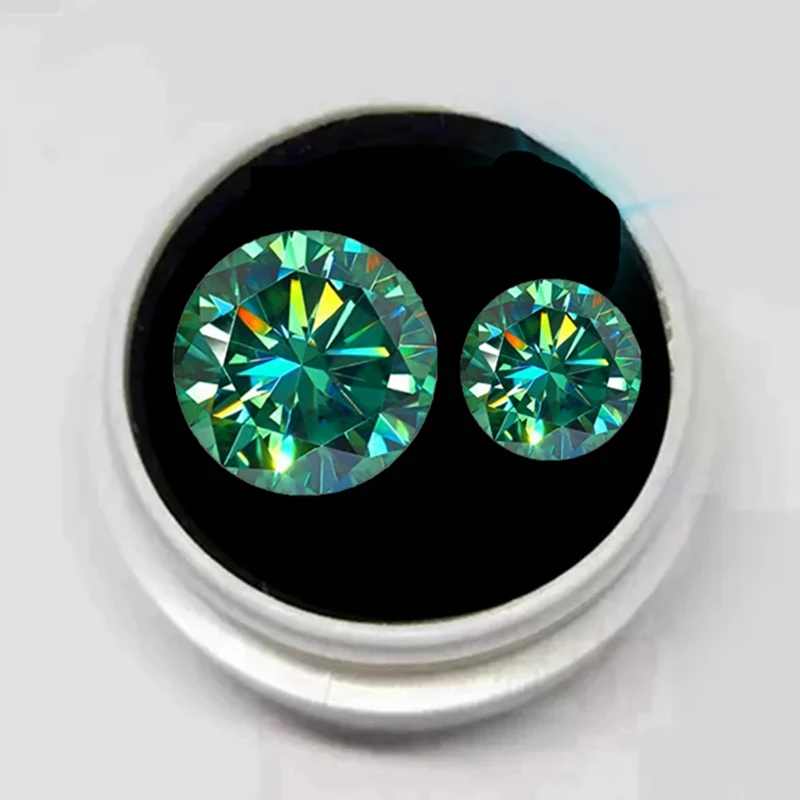 

Top Natural Green Moissanite Diamond Loose Stone VVS1 Round Cut Real Gem For Fine Jewelry Beads