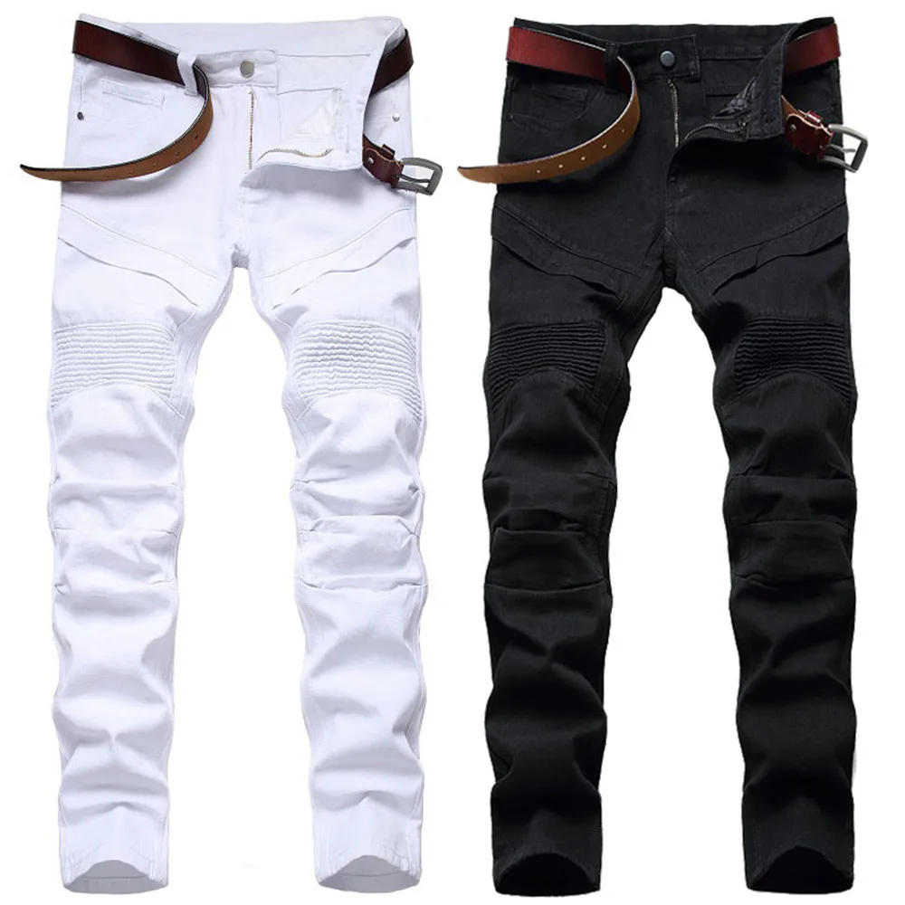 

Мужские джинсы FSSMER, велосипедные джинсы, прямые джинсы, брюки стандартного кроя, длинные брюки