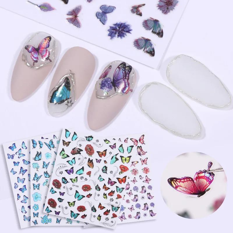 

tifcojew Laser Butterfly Sticker Nail Art 3d Sticker Waterproof Hot Sale New Butterfly Nail Sticker