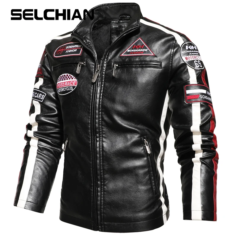 

Men Fashion Moto Leather Jackets 2021 Trendy New Biker Leather Jacket with Embroidery Epaulet Men Faux Leather Bomber Jacket