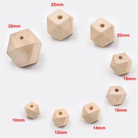 rhombus faceted natural wood beads spacer beads for diy baby pacifier chain necklace bracelet jewelry making accessories 10 30mm
