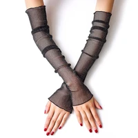 summer women sunscreen ice sleeves long sleeves cycling lace half finger gloves anti uv thin section breathable elastic sleeves