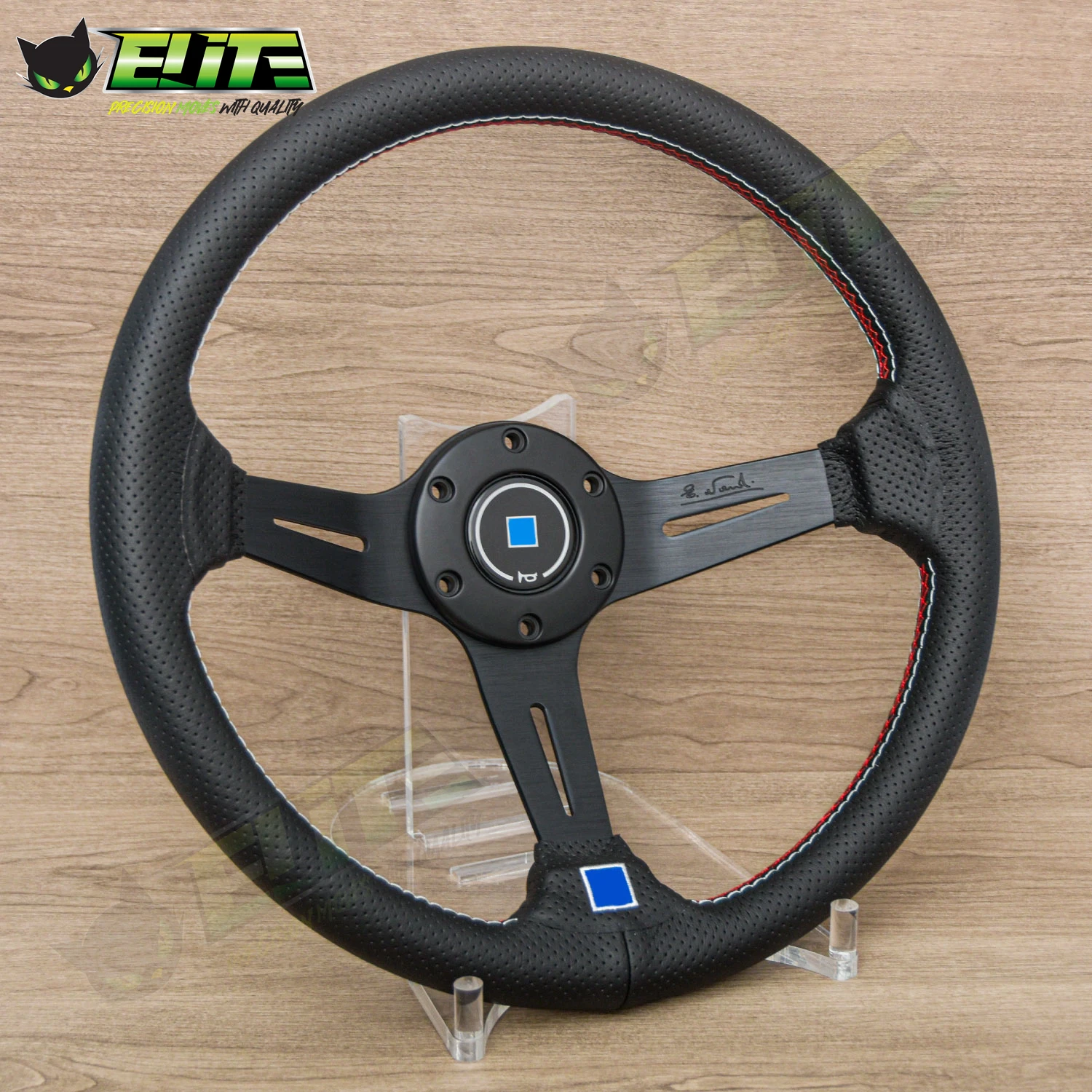 Черный кожаный руль JDM ND 350 мм для гонок спортивный игровой