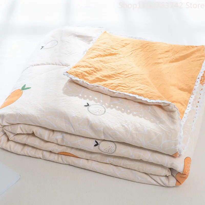 

Simple Modern Air Condition Thin Blanket Summer Quilt Flower Cotton Blanket Bed Duvets 150/200 single Double Bedspreads