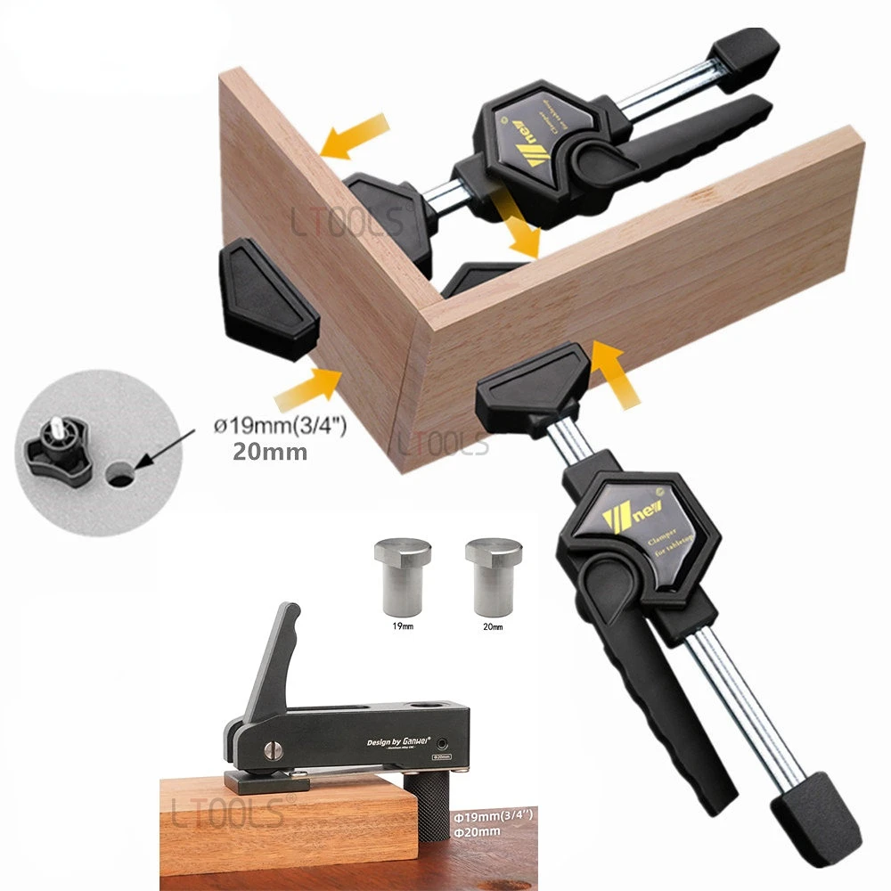 Workbench Dog Holes Quick Acting Hold Down Clamp Adjustable Fast Fixed Clip Fixture for Woodworking Benches 19/20MM Hole Tool enlarge