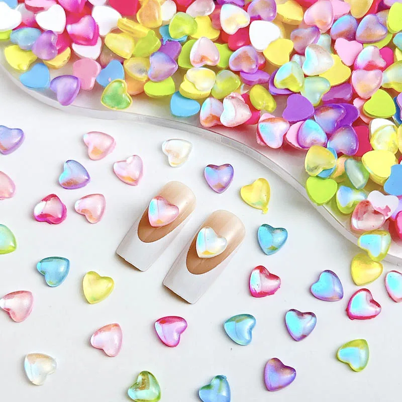 50 Шт. 3d Кристаллы Авроры Украшения Для Ногтей Сердце И Русалка Дизайн Полимеры