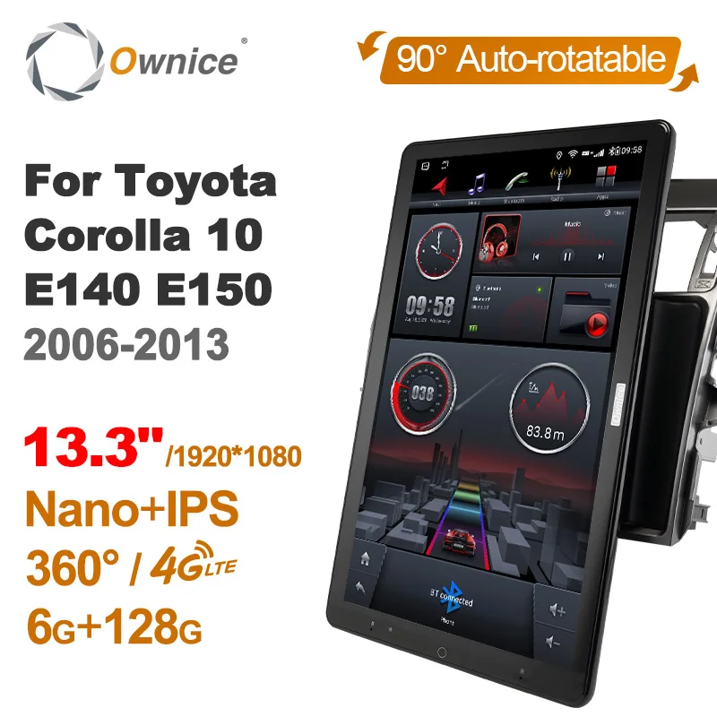 

Rotatain 13,3 дюймов 1920*1080 Автомобильный android радио мультимедиа для Toyota Corolla 10 E140 E150 2006-2013 поддержка передней камеры оптический