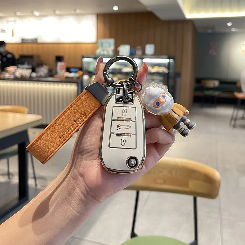 

Кожаный чехол для автомобильного ключа-брелока из ТПУ для Peugeot 208 107 206 306 307 308 2008 3008 4008 Citroen C1 C2 C3 C4 C5 CACTUS C8