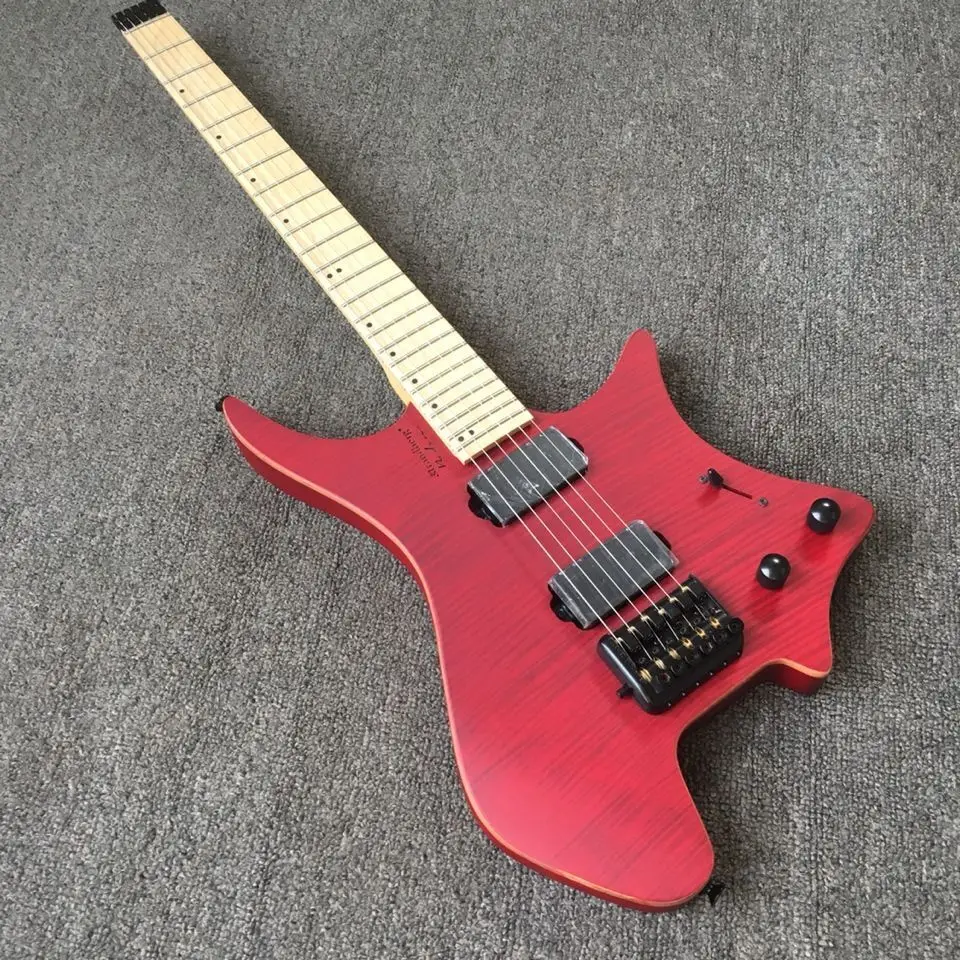 

Top Factory Customization Headless Electric Guitar Red Matte 6 String