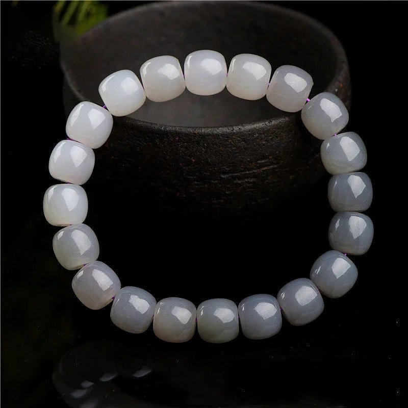 

Natural Hotan Jade Soot Gradient Old Bead Single Circle Bracelet Men's and Women's Simple Bracelet