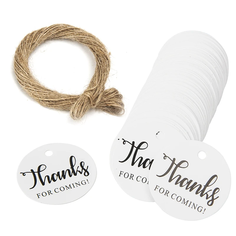 100-300Pcs Natural Kraft Paper &quotthank You Coming&quot Label with Twine Gift Tags for Wedding Party DIY Crafts Stationery - купить по