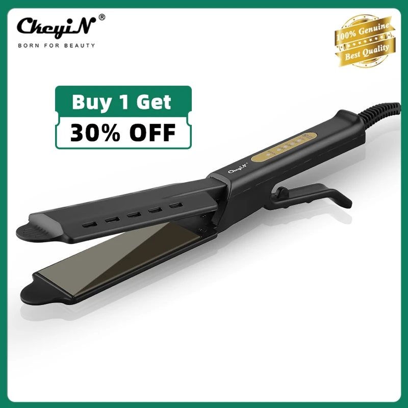 

CkeyiN Professional Hair Straightener Titanium Alloy Wide Plate Fast Heating Hair Flat Iron with 4 Temperature Settings