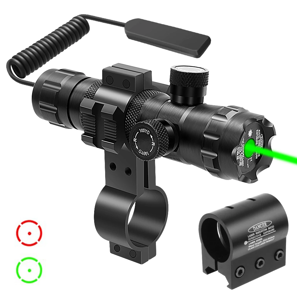 Powerful Tactical Green/Red Dot Laser Sight for 20mm Rail/Barrel Scope Mount with Remote Switch Hunting Gun Accessories