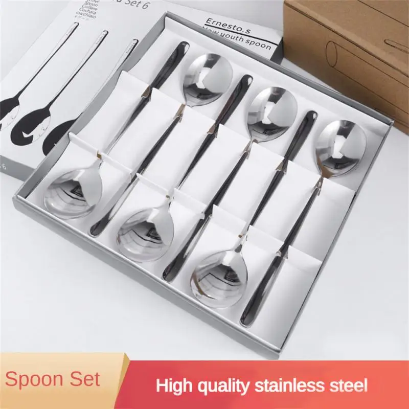 

Spoon Gift Box Silver Premium Quality Set Combination Thicken Tenacity Tableware Ladle Boxed Anti-rust Spoon Set Tablespoon