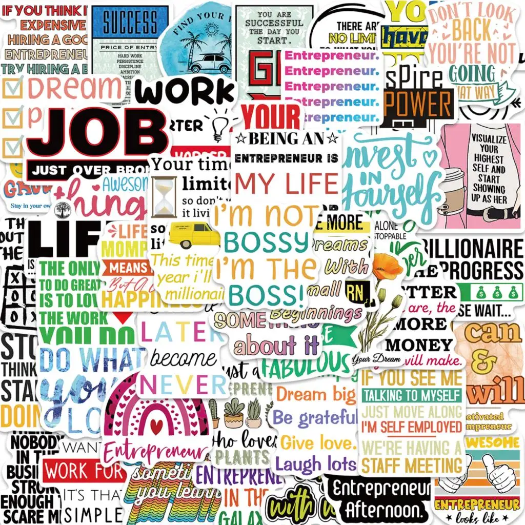 

10/50pcs Stickers Entrepreneur Quotes Graffiti Cartoon Skateboard Waterproof Luggage Sport DIY Laptop Car Stickers Decal Kids