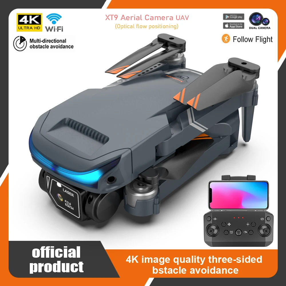 

Мини-дроны XT9 4K HD с электрическим управлением, двойная камера, Квадрокоптер с VR FPV самолетом, препятствиями, Радиоуправляемый вертолет, детские игрушки