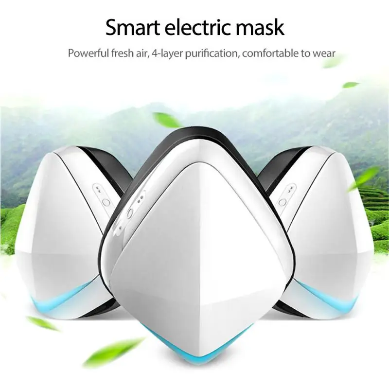 

Smart Mask Reusable Dustproof Air Purifier Face Mask With Replaceable Activated Carbon Filter Electric Turbine Fan Outdoor TSLM1