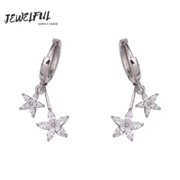 jewelful s925 entire sterling silver zircon flower round ring earrings korean simple temperamental sweet personality earrings