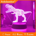 Светодиодный ночсветильник с динозавром, 3D настосветильник лампа с сенсорным управлением, с дистанционным управлением, декоративный подарок для малышей, детей, детей, на день рождения, для подруг