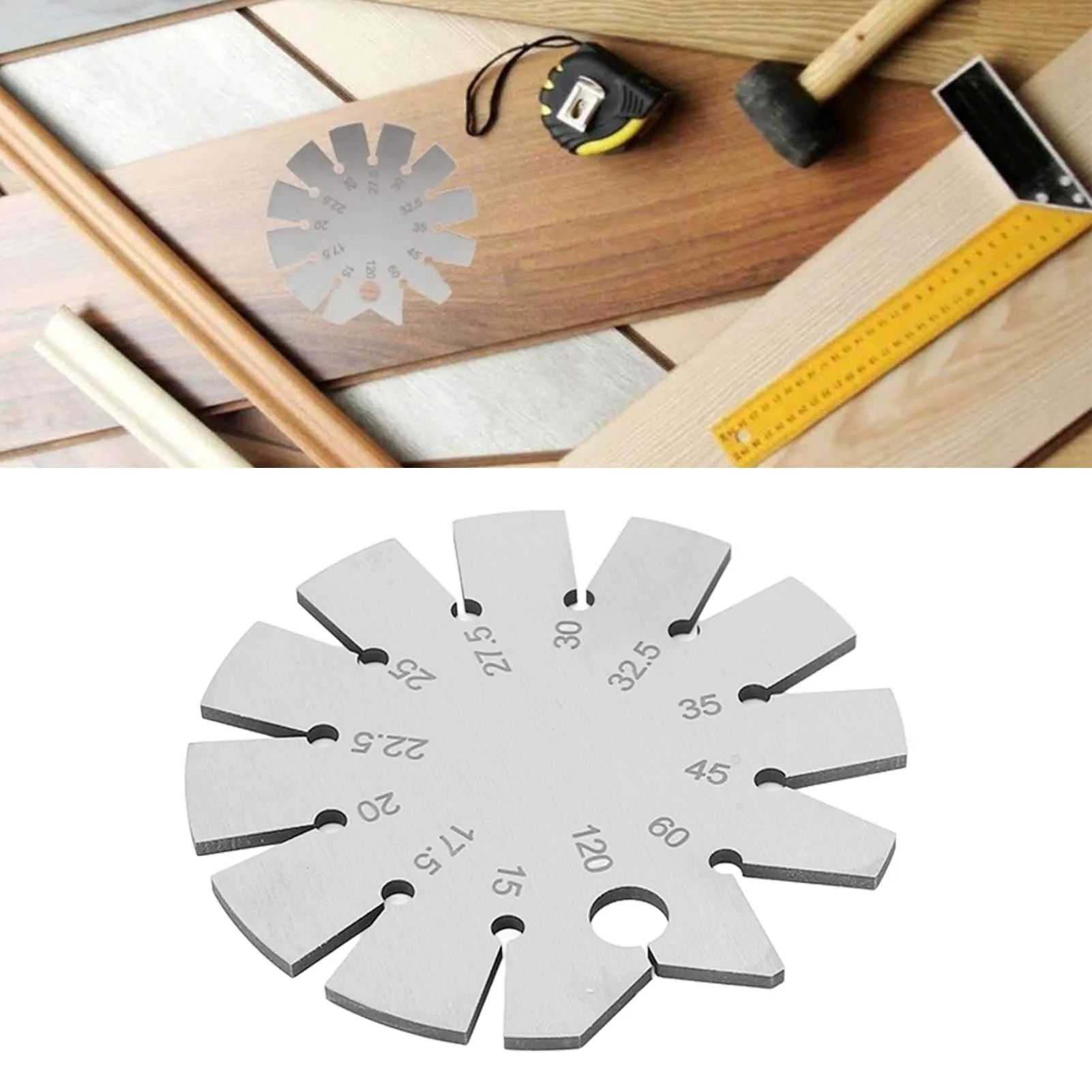 

Stainless Steel Round Gauge Diameter Bevel Gauge Angle Protractor Thickness Gauge 15 - 120 Degree Measuring Tool