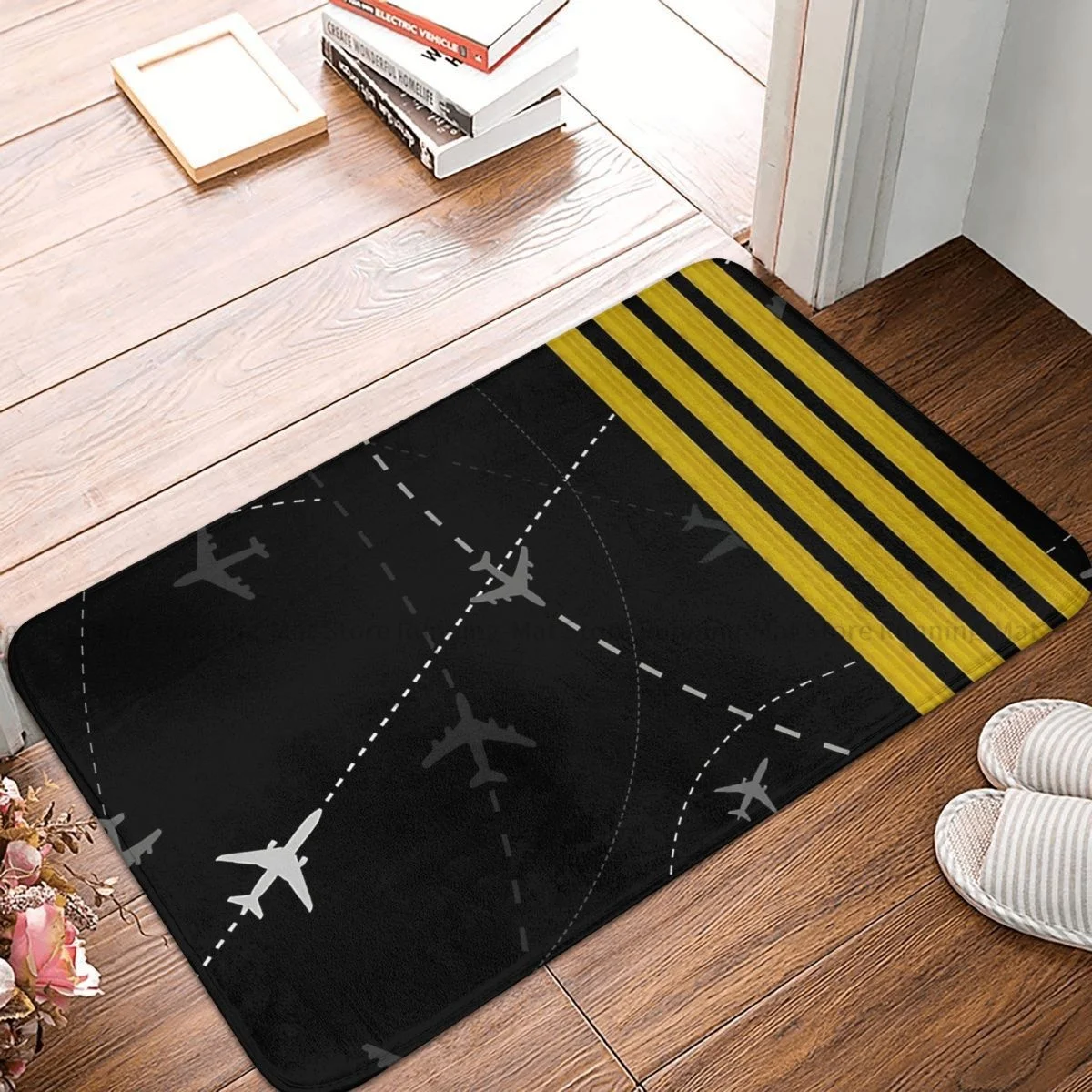 

Aircraft Airport Bathroom Non-Slip Carpet Flight Routes Stripes Living Room Mat Welcome Doormat Floor Decor Rug
