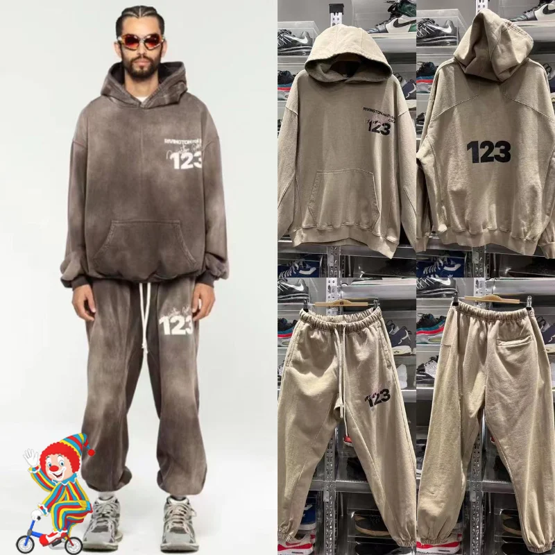 

RRR123 Wash Heavy Weight Print Hoodie Men Women Sweatshirt Set