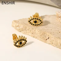 ehshir 316l stainless steel vintage black zircon eye stud earrings ethnic ladies earrings party jewelry gift