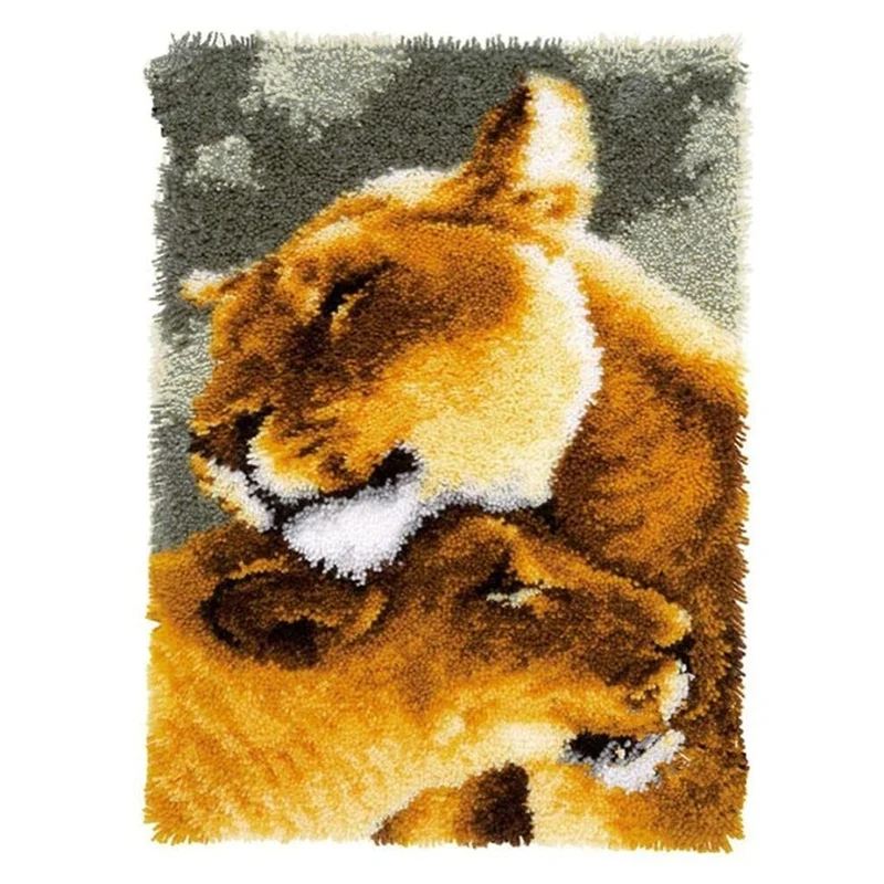 

Latch Hook Kits Rug Making Kits DIY For Kids/Adults With Printed Canvas Pattern Animals Carpet Embroidery 2 Lion