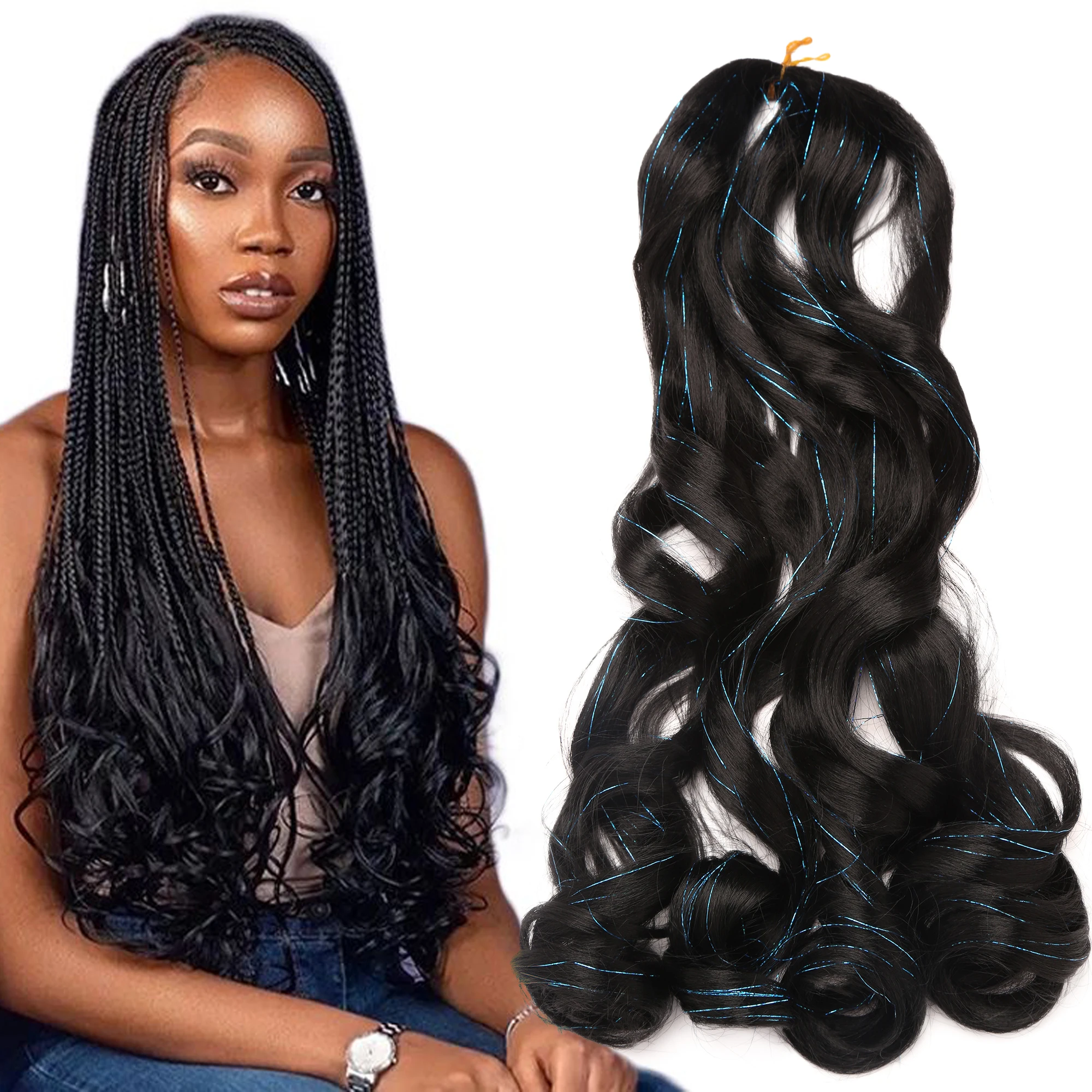 

Amir синтетические Спиральные Кудри свободные волнистые вязаные косички для волос предварительно растянутые французские косички для наращивания волос для черных женщин