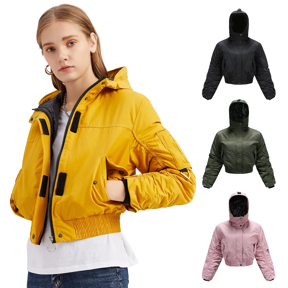 Autumn Winter Cotton Coat Hooded Women Loose Jacket Popular Long Sleeve Short Jacket Leisure Cotton Clothing