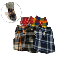 dog fleece coat pet clothes dog sweater winter pet vest pets supplies warm thick with traction ring fleece plaid pattern cute