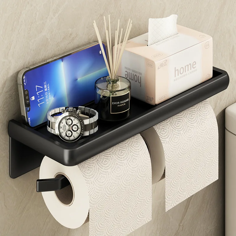 

Алюминиевый держатель для туалетной бумаги, полка с подносом, кухонный настенный держатель для рулона бумаги и телефона, аксессуары для ван...