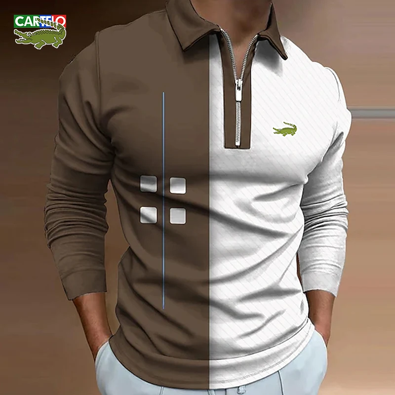 

Cartelo Men's Fashion Polo Shirts Zipper Men's Polo Shirts T-shirts Short Sleeve Shirts Casual Tops Stripe 2023 Summer Style