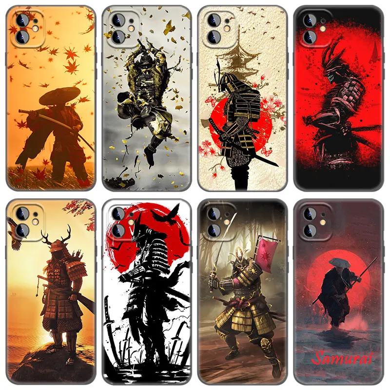 

Japanese Samurai Phone Case For Apple iPhone 14 13 12 Mini 11 Pro Max XR X XS MAX 6 6S 7 8 Plus 5 5S SE 2020 Black Cover Coque