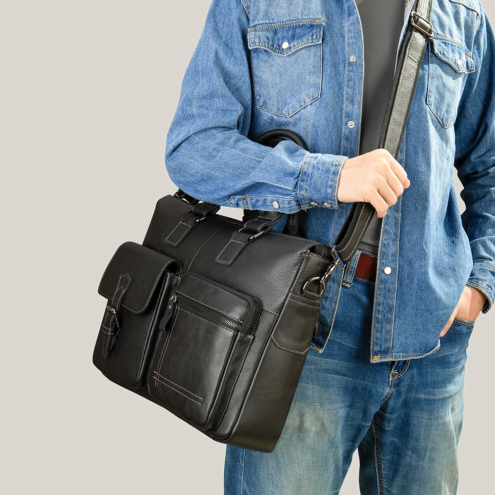 

New Men Briefcase Bag 15" Laptop Bag For Women Leather Crossbody Messenger Bags Men Handbag Portfolio for Document A4 서류가방 5032