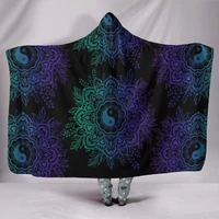 purple ying yang mandala multi color hooded blanket with hood floral vegan blanket lotus mandala bohemian print meditati
