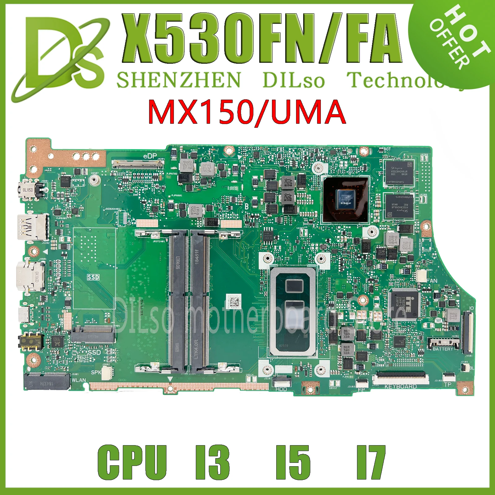

KEFU X530FN Motherboard For ASUS VivoBook S15 S5300 S5300F X530FA Laptop Mainboard with I3-8145U I5-8265U I7-8565U 100% tested