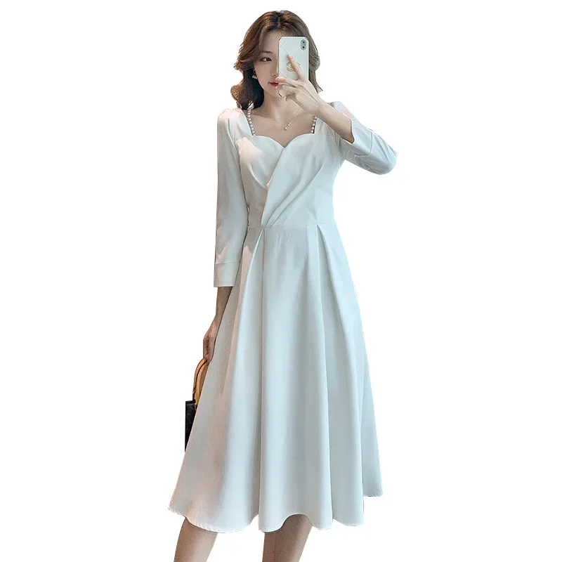 Осень 2024 новый стиль черное нежное платье во французском стиле женская простая