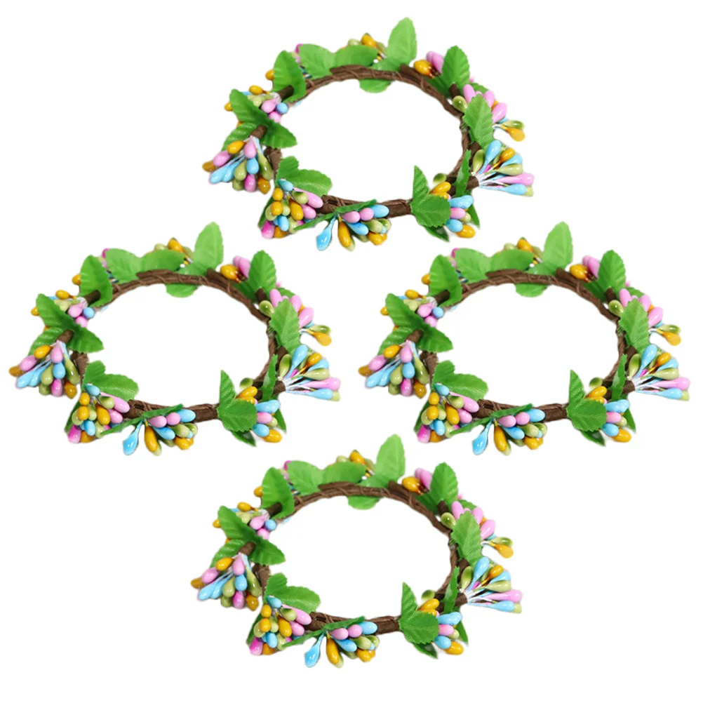 

4 Pcs Easter Egg Wreath Spring Floral Wreaths Front Door Farmhouse Decor Home Artificial Berry Rings
