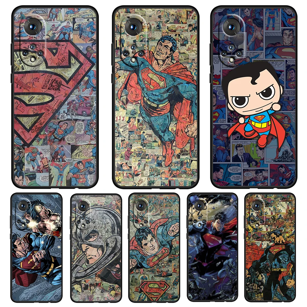 

DC Superman Comic Logo Soft Black Phone Case For Honor 70 60 50 20 SE Pro 10X 10i 10 9X 9A 8X 8A Lite Silicone Cover