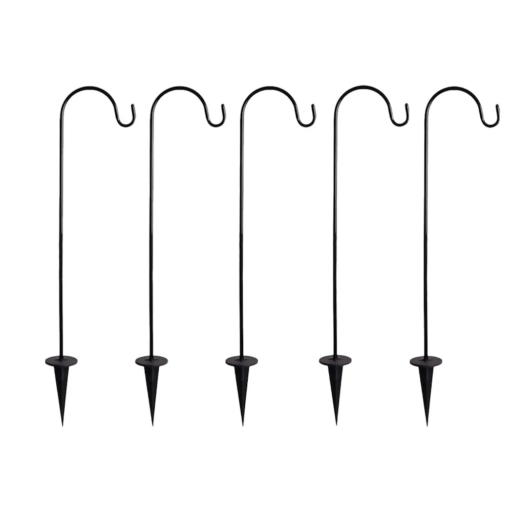 

5pcs Shepherd Hook Metal Garden Stake Hooks Lantern Stake Stand Garden Planter Stakes Flower Basket Hanger for Bird Feeders