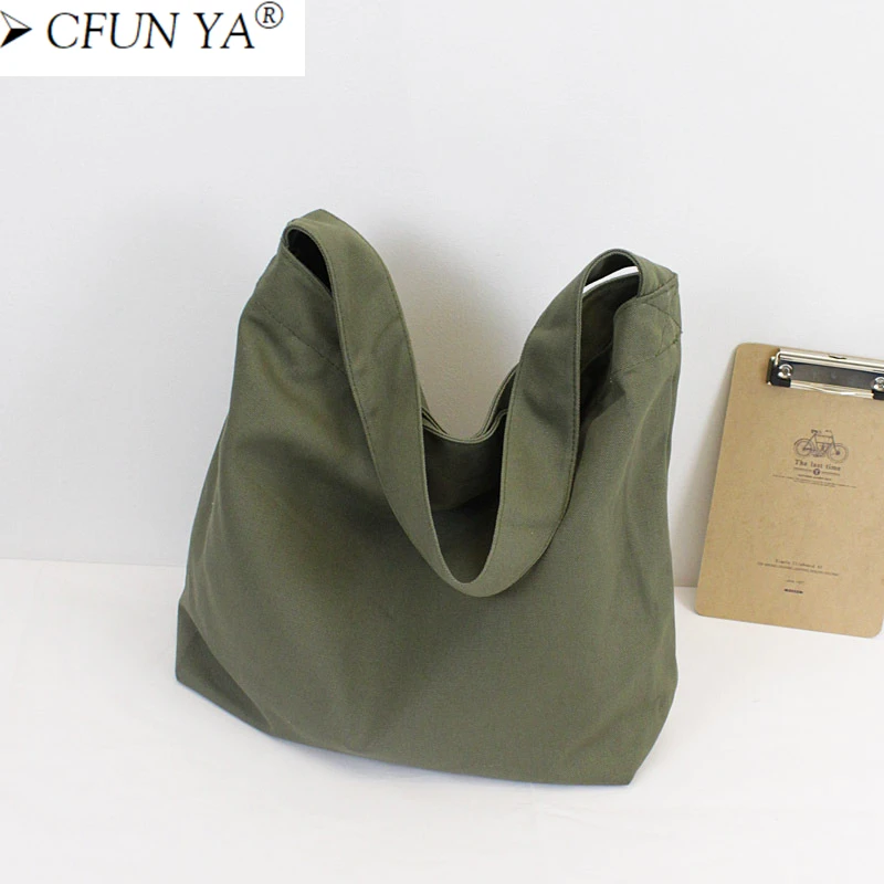 

CFUN YA New Canvas Shoulder Bags For Women Large Capacity Shopping Travel Ladies Handle Bag Totes College Teens Messenger Pack