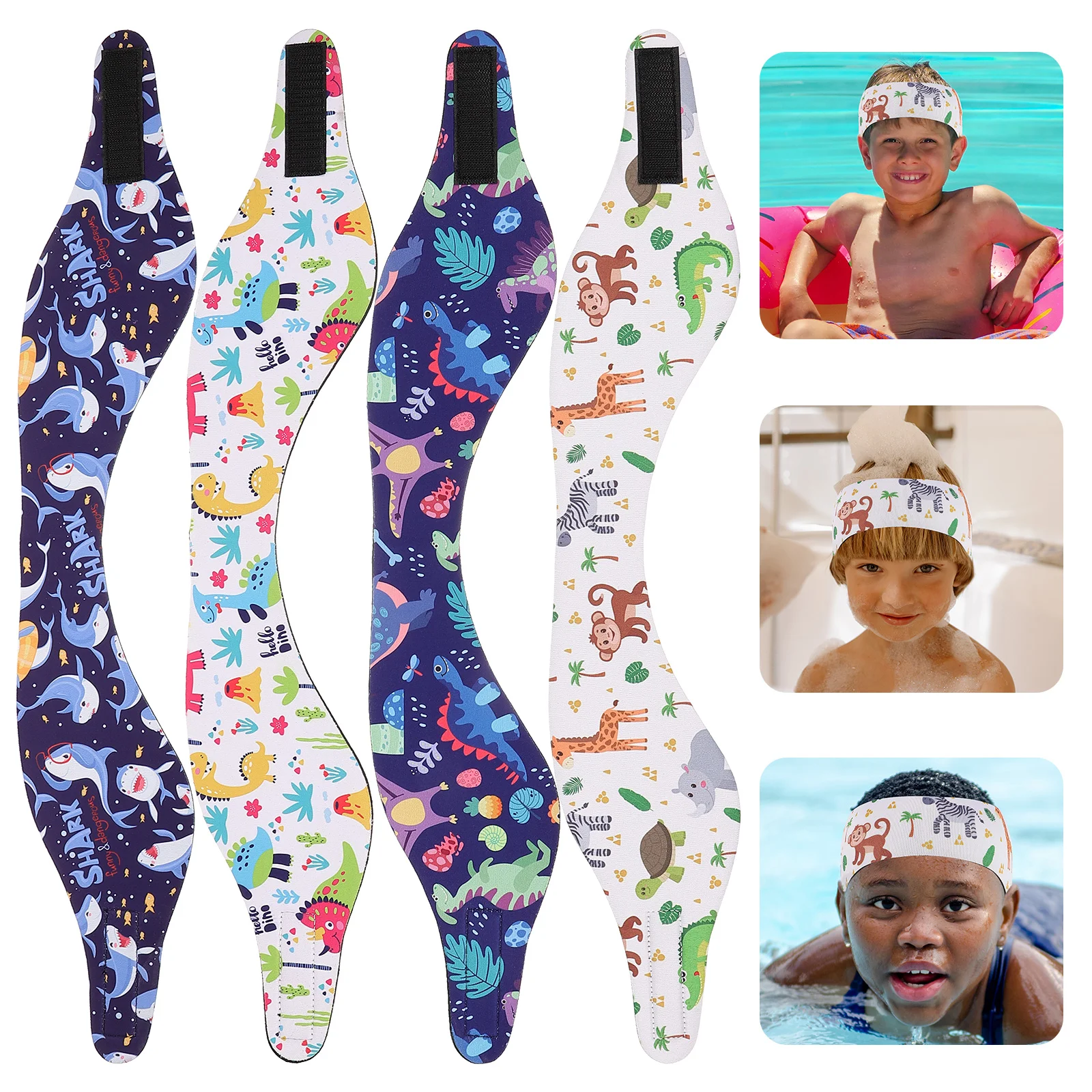 

4 Pcs Elasticity Miss Hair Bands Diving Material Sbr Silicone Headband Swimming