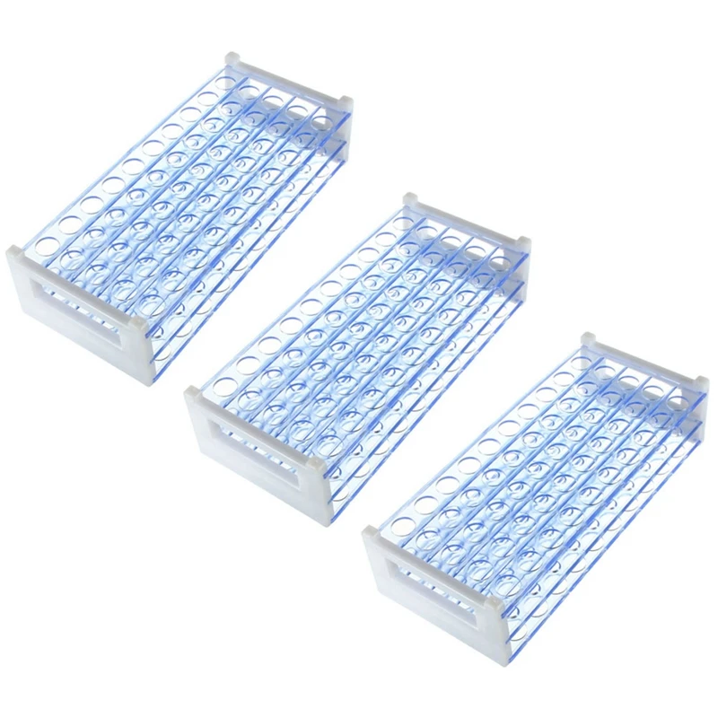 

3X Plastic Test Tube Stand Bracket Rack For 12-13MM Test Tubes 50 Hole Positions