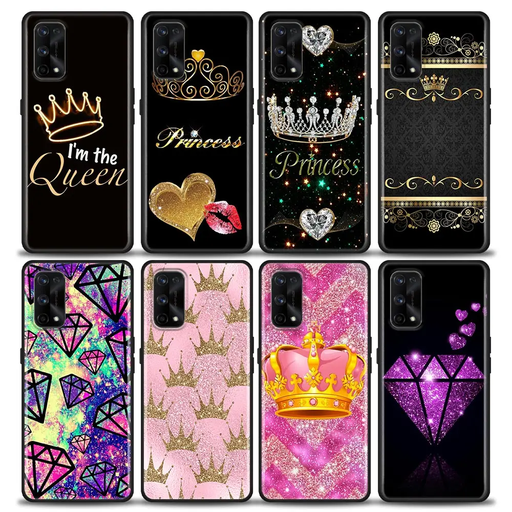 

I am Queen Princess Diamond Crown Phone Case For Oppo Realme 8i 8 9 7 6 5 Pro 9i 7i 5i 6i XT 5G Cases Silicone Cover Realme 8Pro
