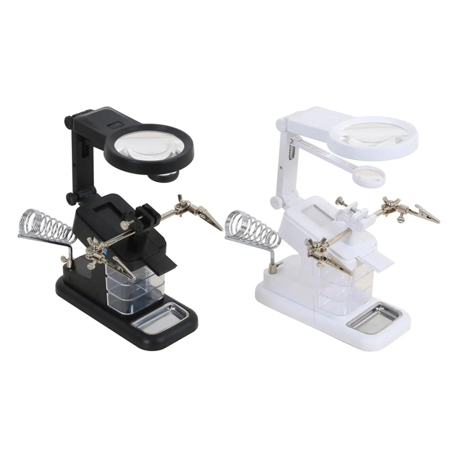 

Magnifier Stand with Clip Clamp Base Helping Hands Magnifying Station Holder for Painting Miniature Jewelry Pieces Carving Hobby